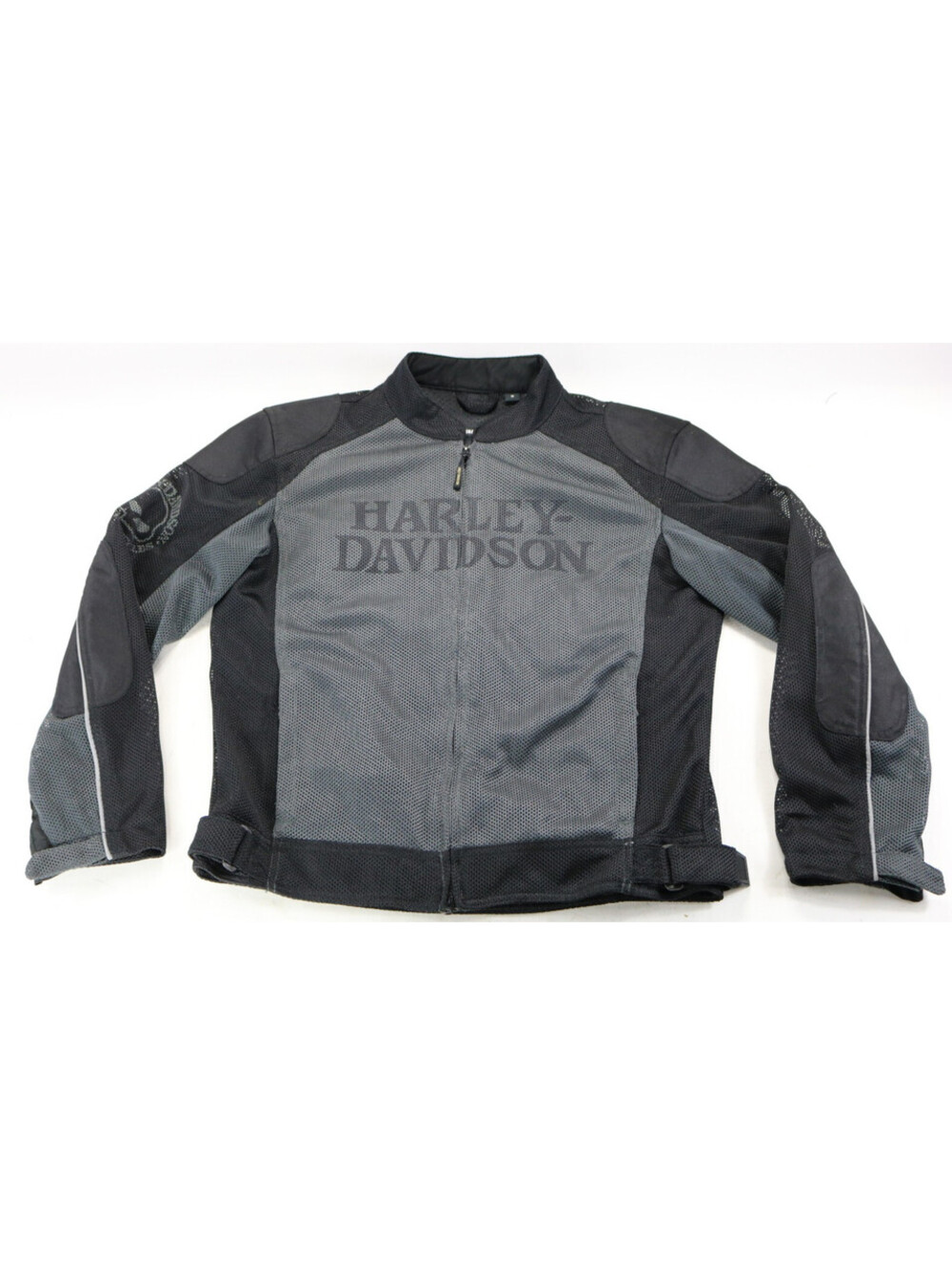 harley davidson jacket M black gray mesh armor pockets reflective Willie G Skull